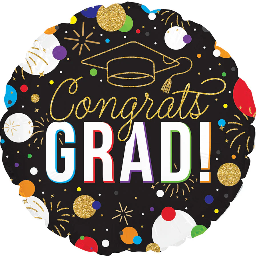 17" Gold & Black Grad Foil Balloon