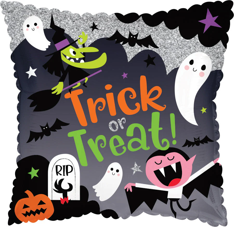 17" Happy Halloween Trick or Treat Scene Foil Balloon