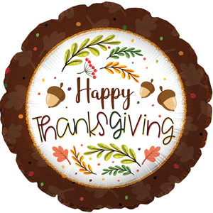 17" Happy Thanksgiving Brown Border Foil Balloon
