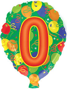 17" Number Shaped "0" Packaged Balloon