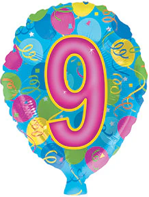 18" Number Shaped "9" Packaged Balloon