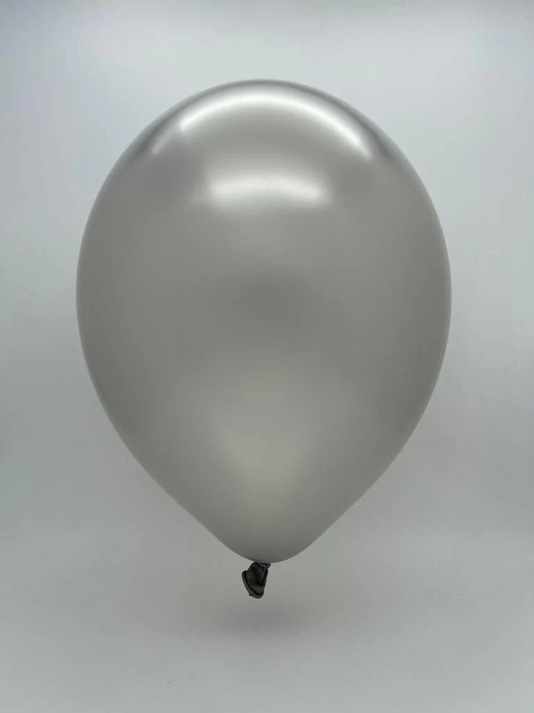 17" Pearl Metallic Silver Tuftex Latex Balloons (50 Per Bag) - Image 2