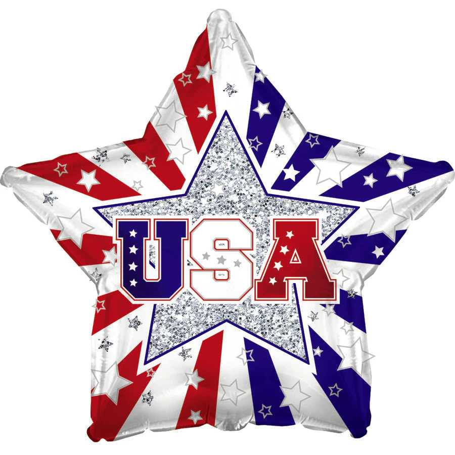 17" Patrotic USA Glitter Foil Balloon