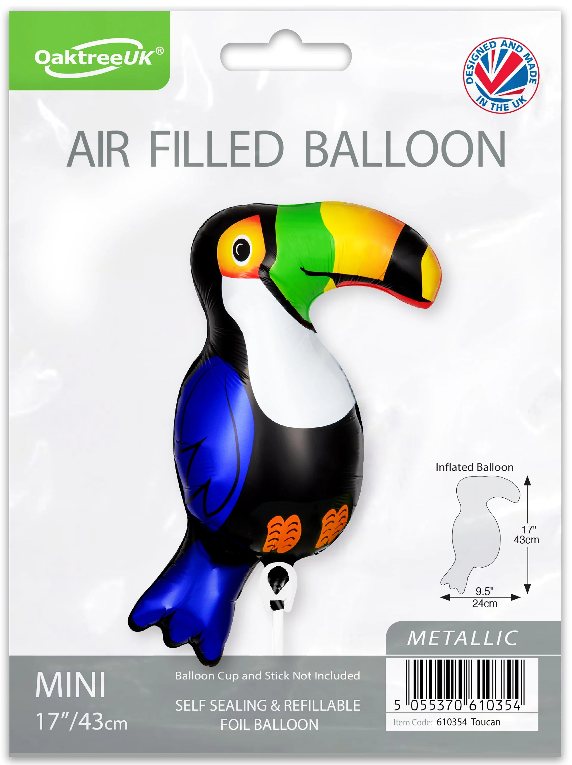 17" Airfill Only (Sticks Sold Separately) Oaktree Mini Shape Toucan Metallic Packaged - Image 3