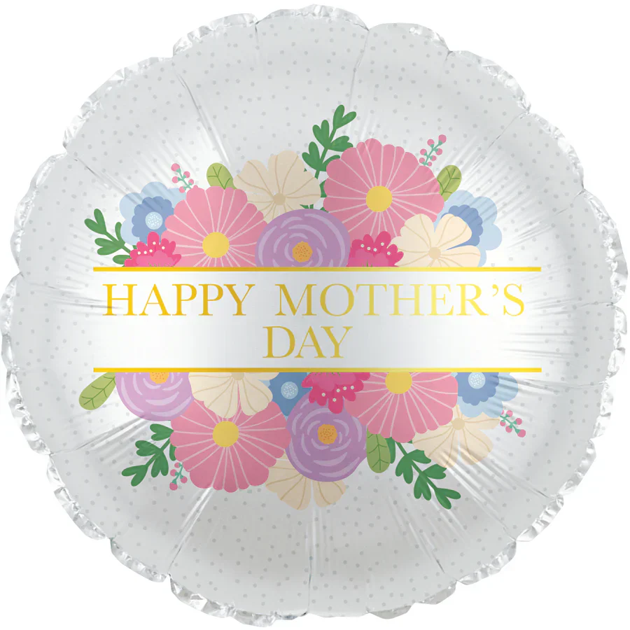 17" Happy Mother's Day With Purple, Pink Flower Burst Foil Balloon - Image 3