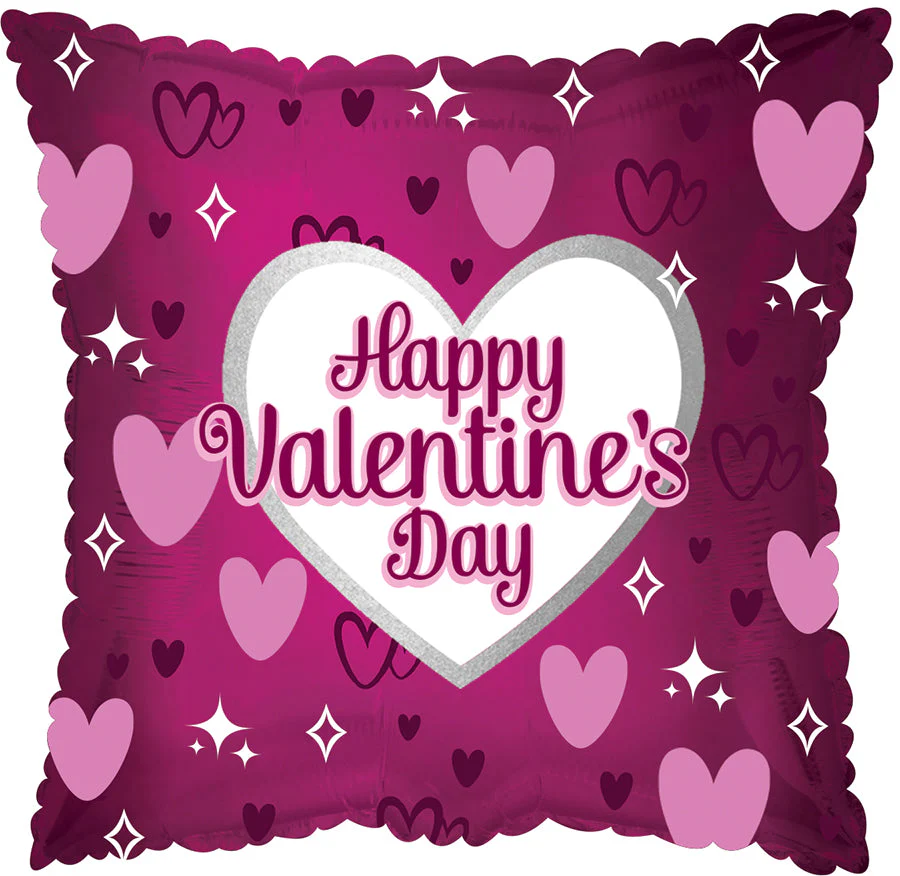 17" Happy Valentine's Day Hearts and Stars  Foil balloon