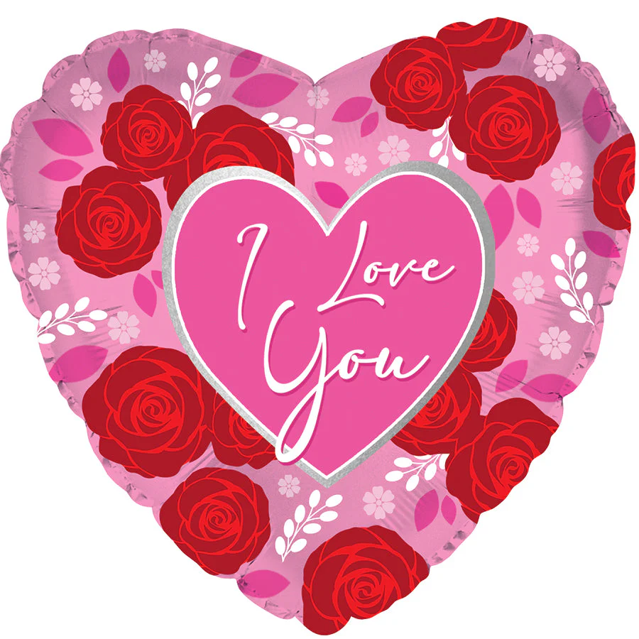 17" I Love You Floral Foil balloon