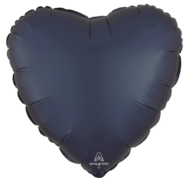 17" Standard Satin True Navy Heart Foil Balloon