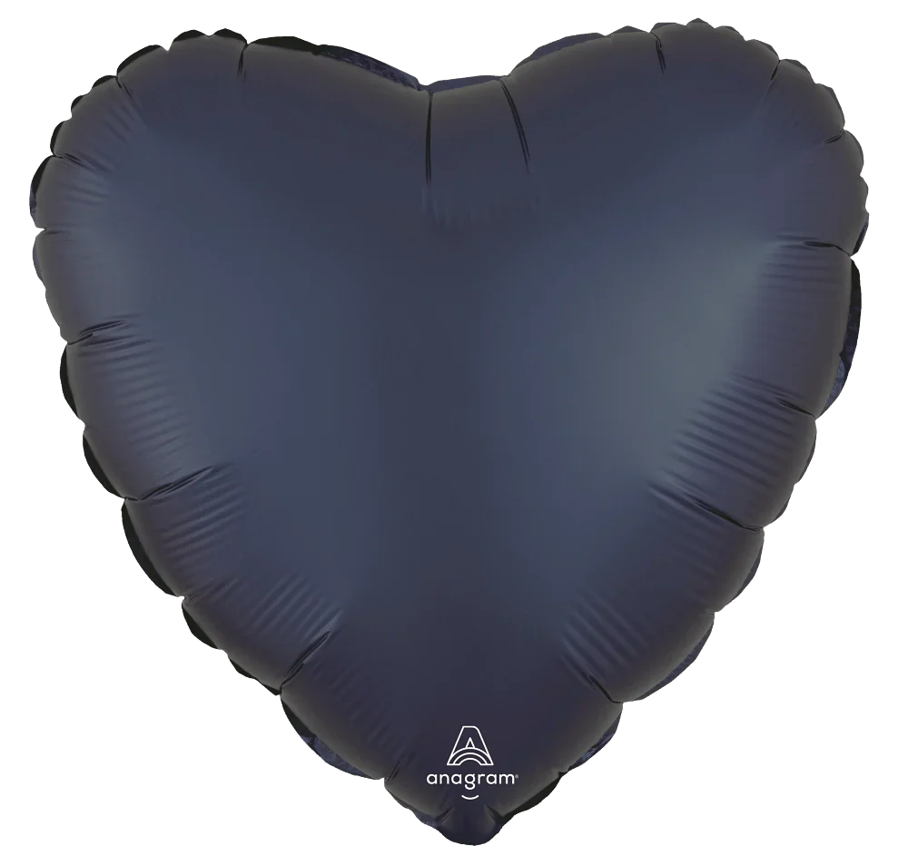 17" Standard Satin True Navy Heart Foil Balloon