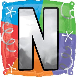 18" Designer Square Letter Balloon "N"