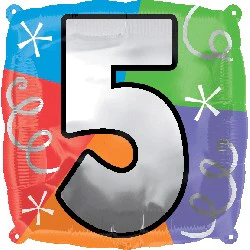 18" Designer Square Number Balloon "5"