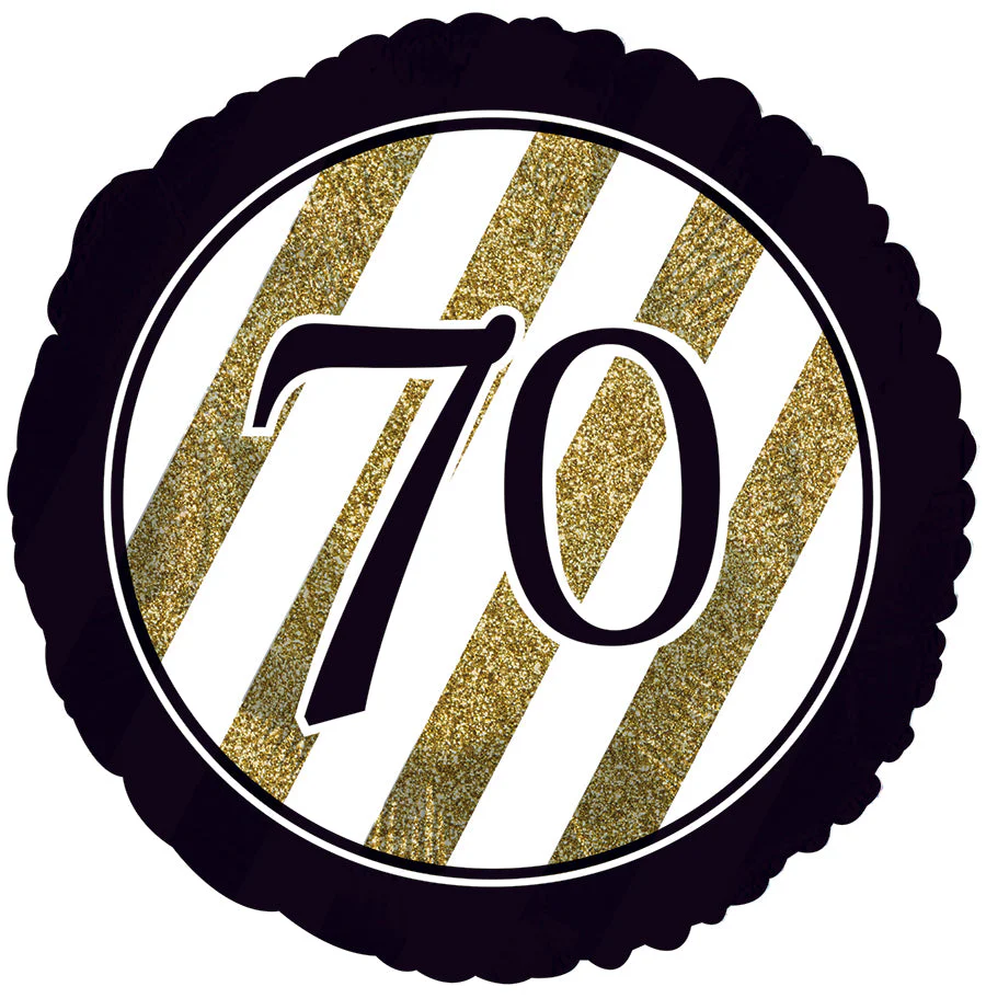 18" 70 Black & Gold Glitter Foil Balloon
