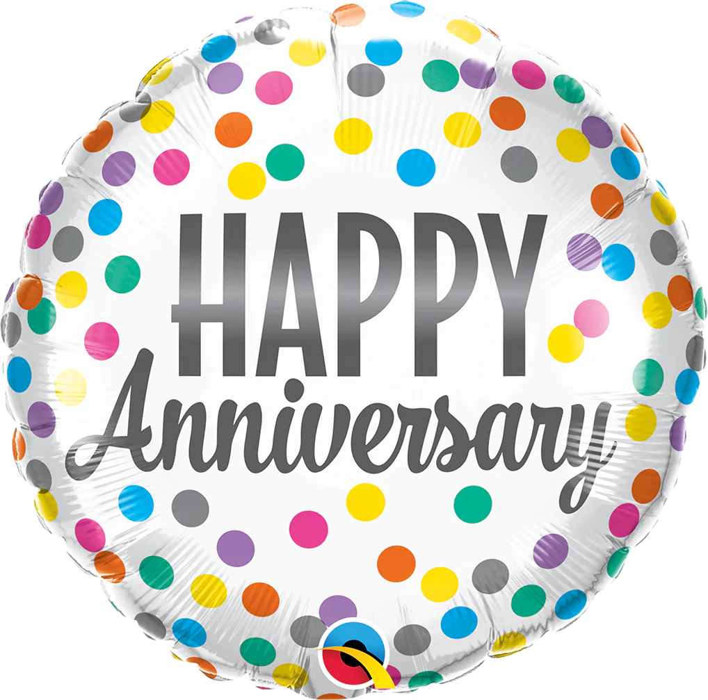 18" Anniversary Confetti Dots Foil Balloon