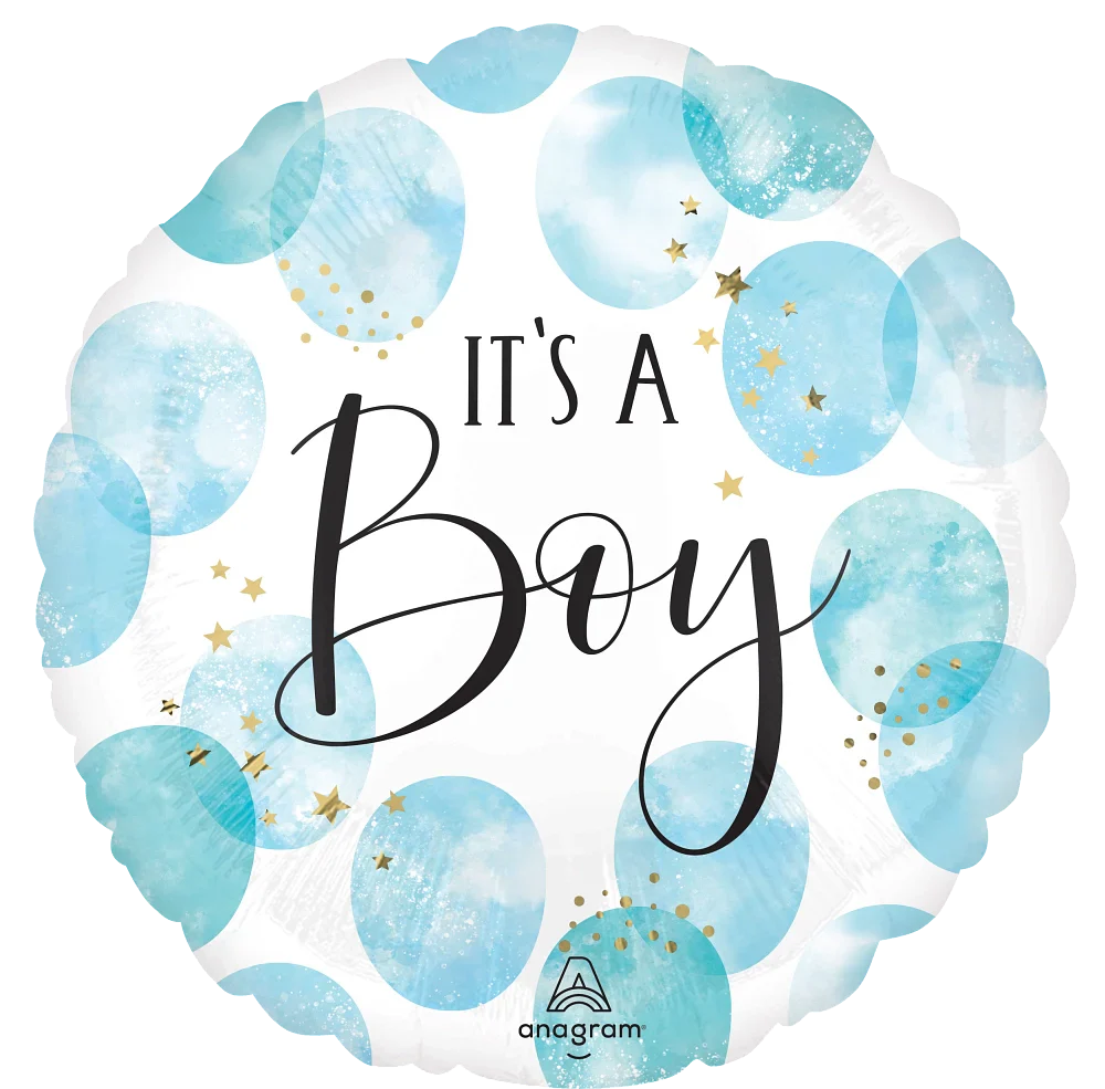 18" Baby Boy Blue Watercolor Foil Balloon