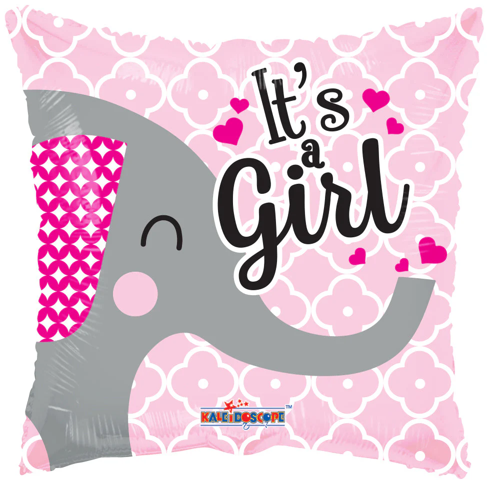 18" Baby Girl Elephant Gellibean Square Balloon