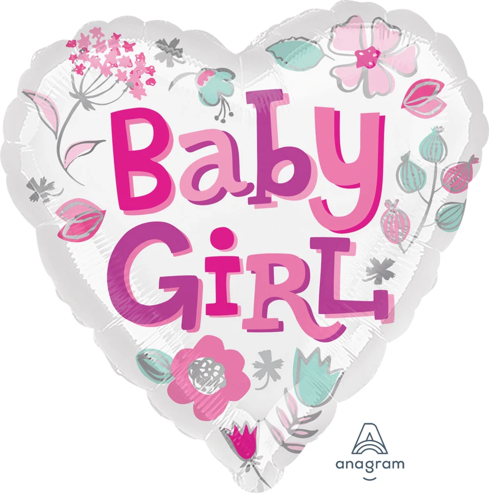 18" Baby Girl Heart Balloon