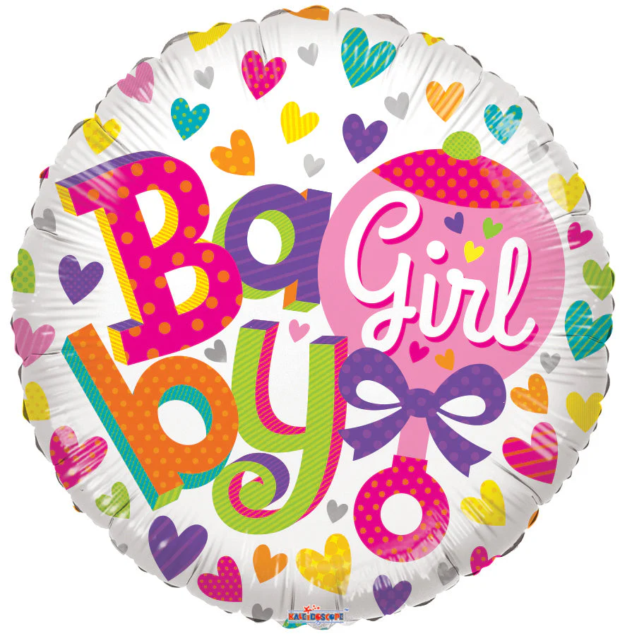 18" Baby Girl Rattle Foil Balloon