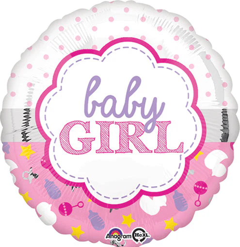 18" Baby Girl Scallop Balloon
