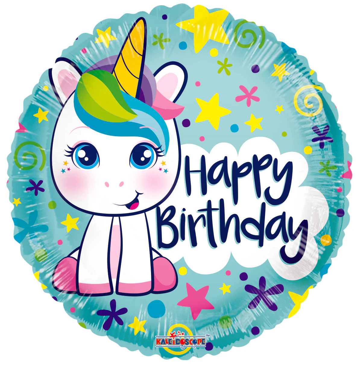 18" Birthday Cute Unicorn Gellibean Round Balloon