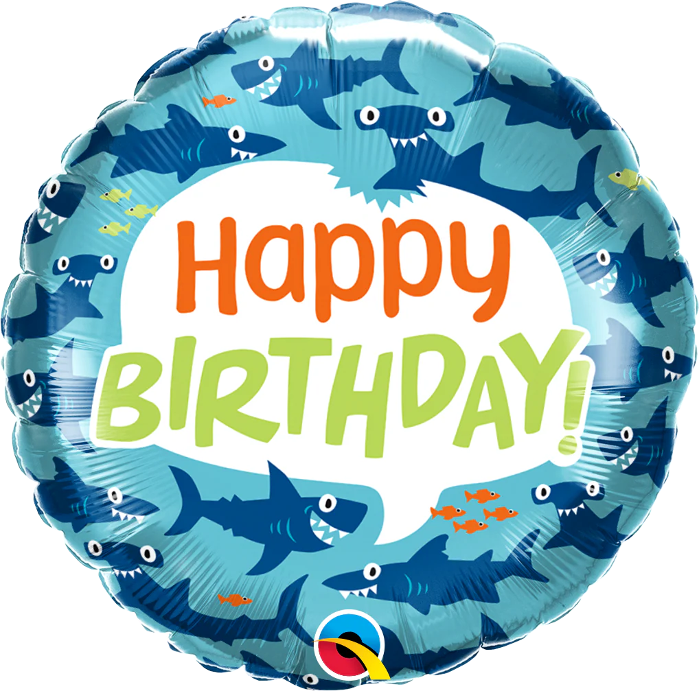18" Birthday Fun Sharks Foil Balloon