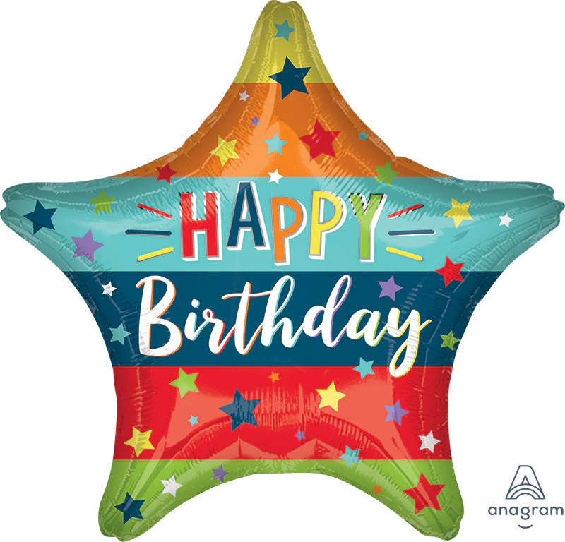 18" Birthday Stars & Stripes Foil Balloon