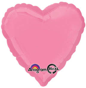 18" Bright Bubble Gum Pink Decorator Heart Packaged Balloon