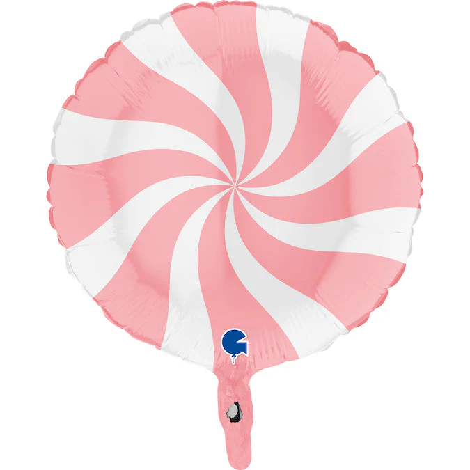 18" Candy Swirly White-Matte Pink Foil Balloon