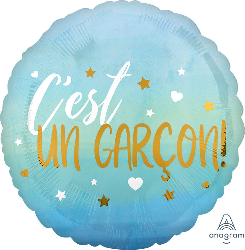 18" C'est un garcon Blue Ombre Foil Balloon (French)