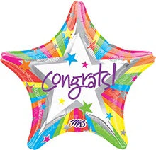 18" Congrats Rainbow Star Balloon