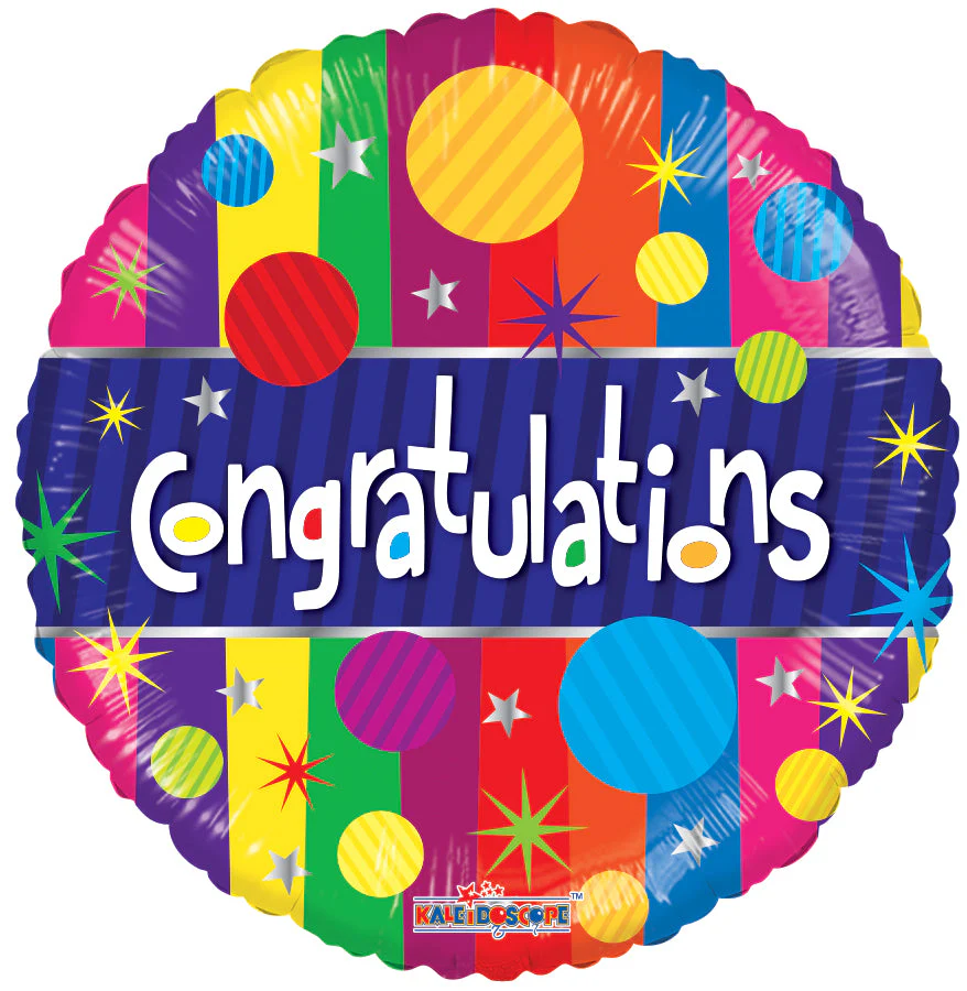 18" Congratulations Dots Foil Balloon