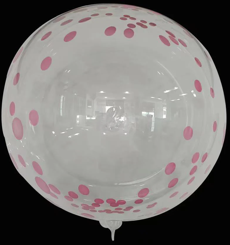18" Dot Printed Bobo Balloon Pre Stretched Fushia(10 Per Bag)