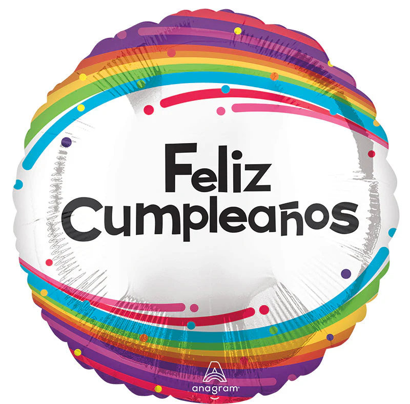 18" Feliz Cumpleaños Arcoiris (Spanish) Foil Balloon