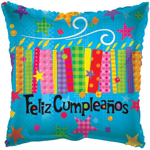 18" Feliz Cumpleanos Candles & Textures Balloon (Spanish)