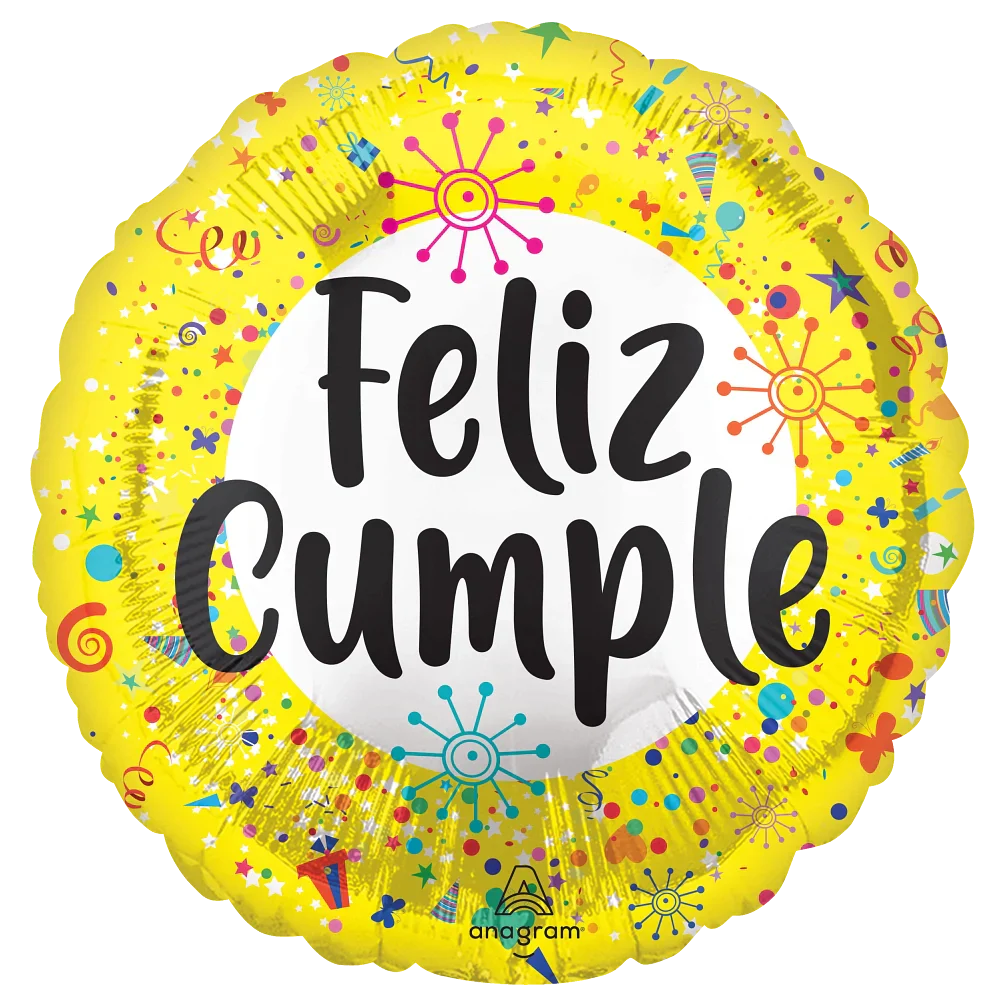 18" Feliz Cumpleaños Celebración (Spanish) Foil Balloon