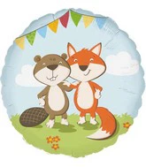 18" Standard "Fox & Beaver" Foil Balloon