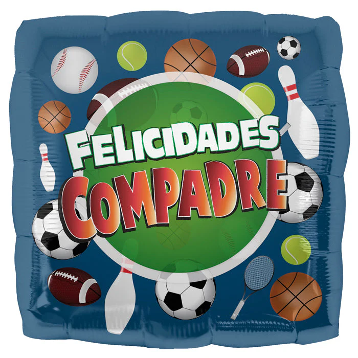 18" Foil Balloon Felicidades Compadre (Spanish)