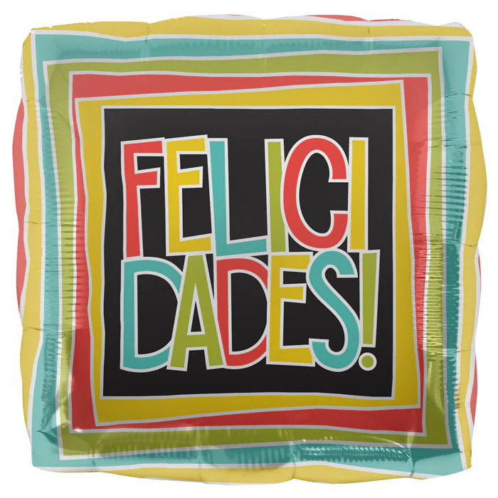 18" Foil Balloon Felicidades Square (Spanish)