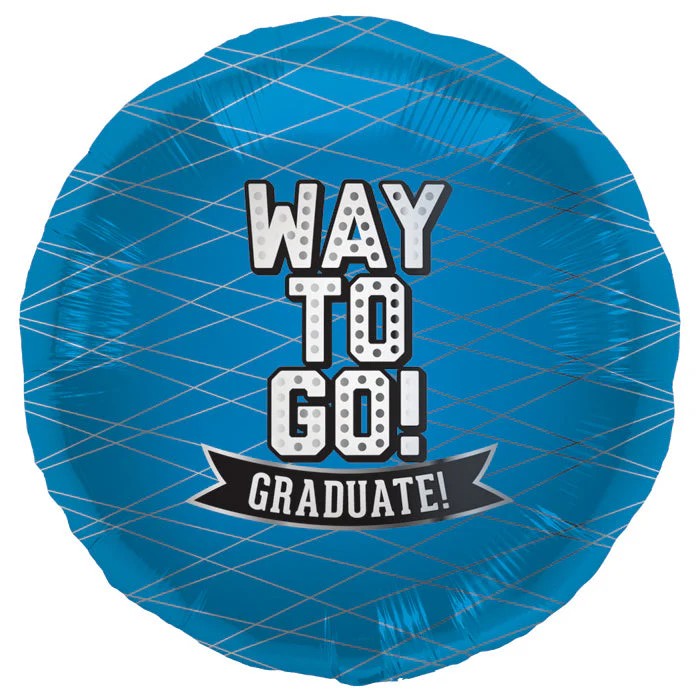 18" Foil Balloon Way To Go Blue-Round