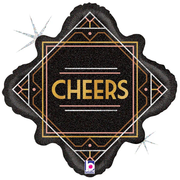 18" Foil Holographic Art Deco Cheers Foil Balloon