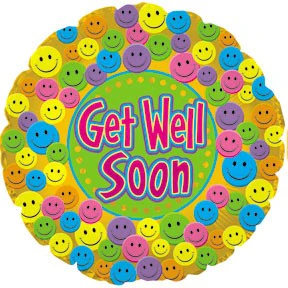 18" Get Well Soon Smiley Faces Balloon