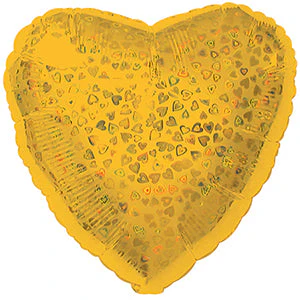 18" Gold Heart Pattern Dazzleloon Balloon