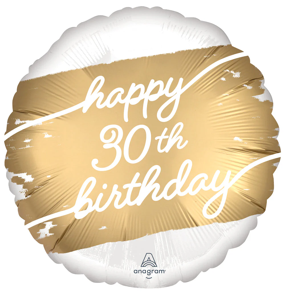 18" Golden Age Happy Birthday 30th Foil Balloon