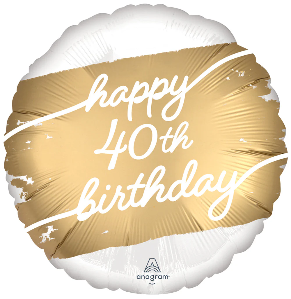 18" Golden Age Happy Birthday 40th Foil Balloon