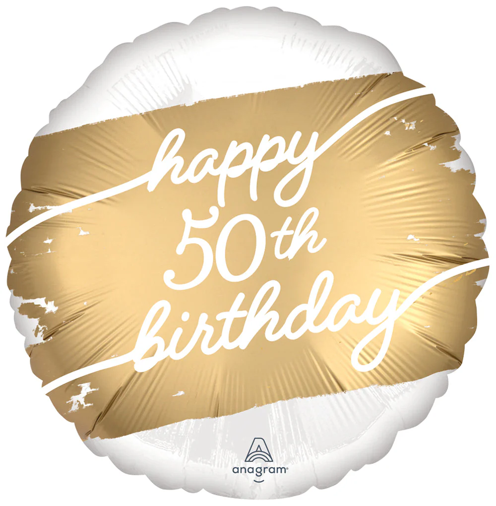 18" Golden Age Happy Birthday 50th Foil Balloon