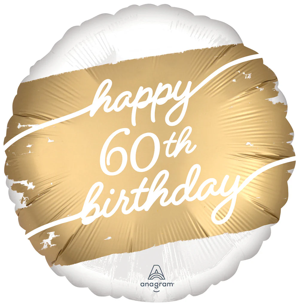 18" Golden Age Happy Birthday 60th Foil Balloon