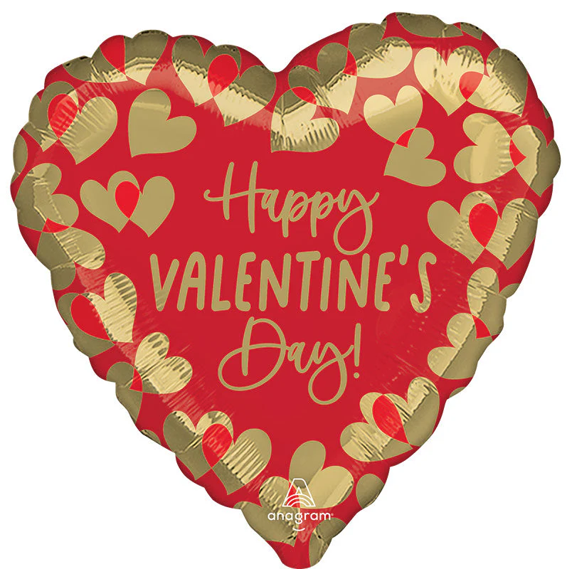 18" Golden Happy Valentine's Day Foil Balloon
