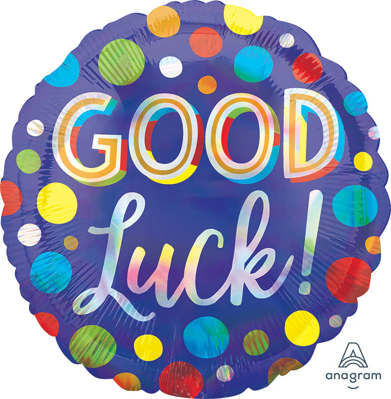 18" Good Luck Dots Iridescent Foil Balloon