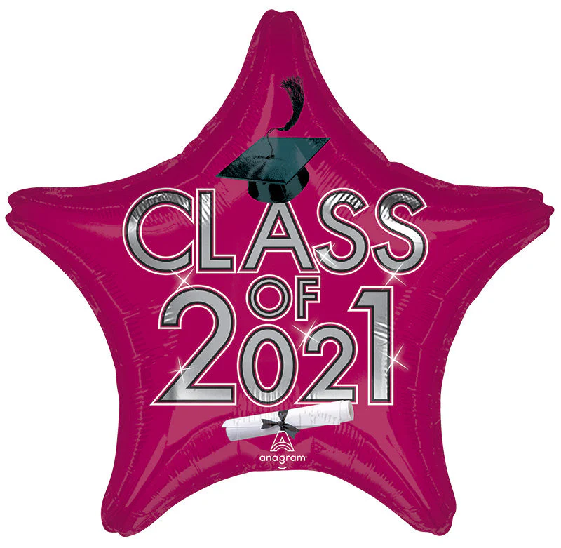 18" Graduation Class of 2021 - Berry Foil Balloon