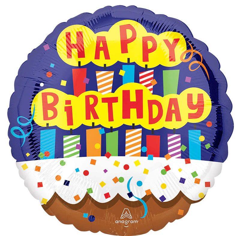 18" Happy Birthday Candles Foil Balloon