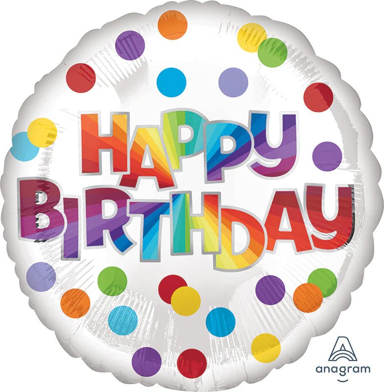 18" Happy Birthday Dots of Color Foil Balloon